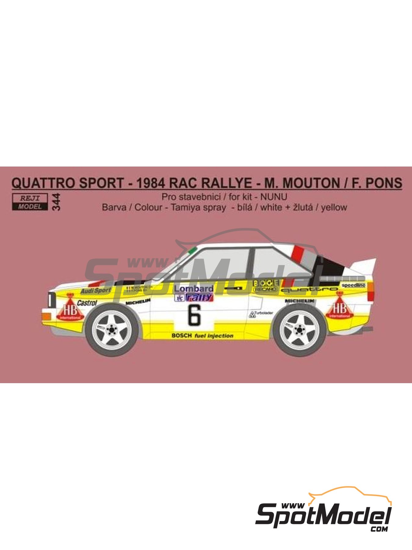 Reji Model 344: Marking / livery 1/24 scale - Audi Quattro Sport